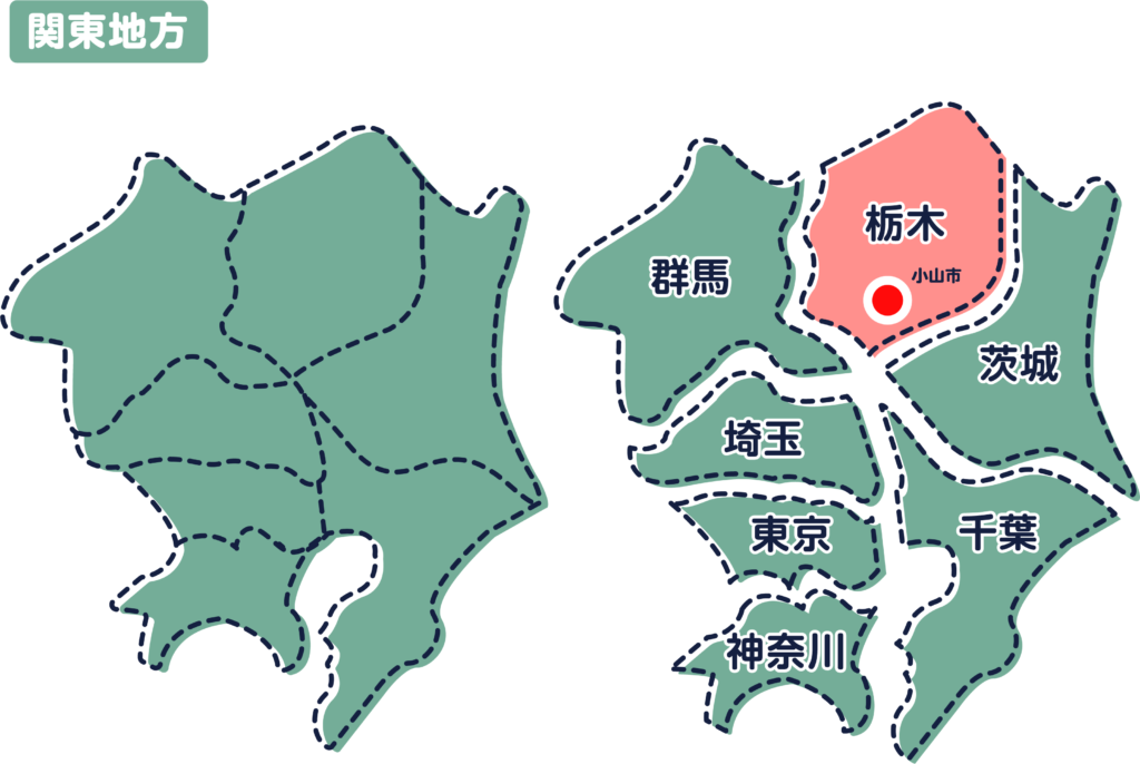 栃木県小山市の地図