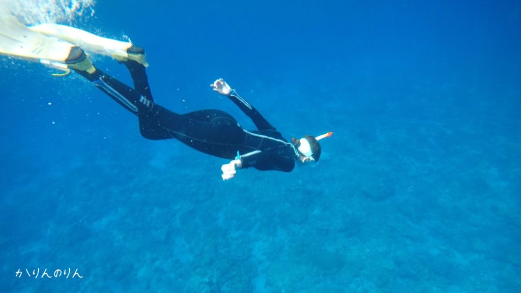 小笠原諸島の海で泳ぐ